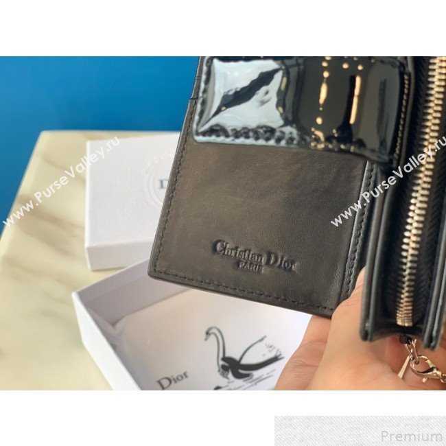 Dior Card Holder in Micro-Cannage Metallic Calfskin Black (BFS-9051026)