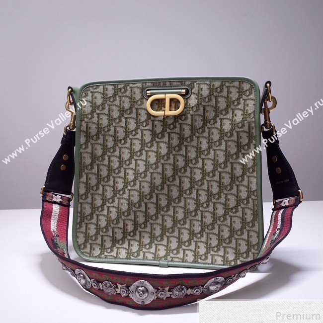 Dior CD Square Tote in Green Oblique Jacquard Canvas 2019 (BFS-9051029)