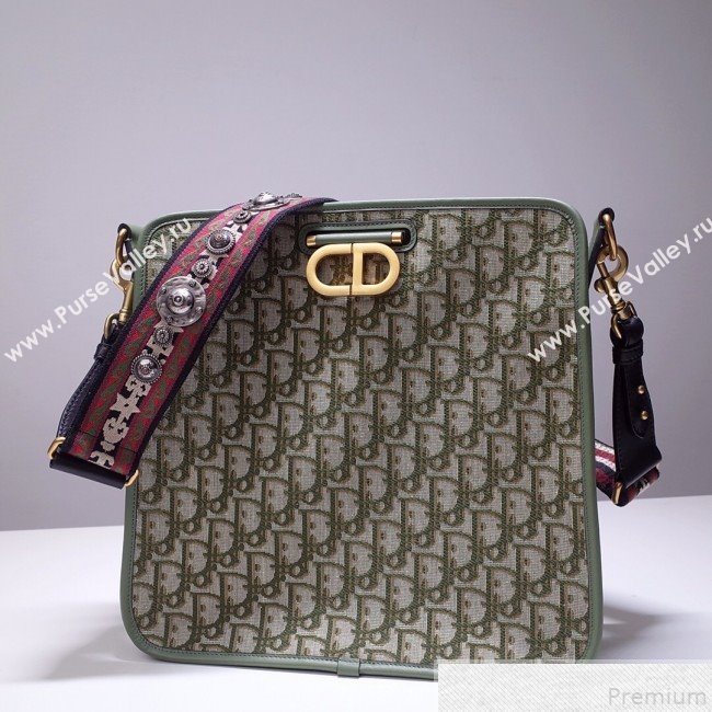 Dior CD Square Tote in Green Oblique Jacquard Canvas 2019 (BFS-9051029)