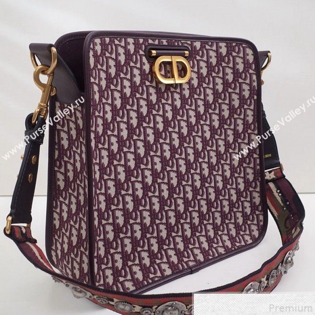 Dior CD Square Tote in Burgundy Oblique Jacquard Canvas 2019 (BFS-9051030)