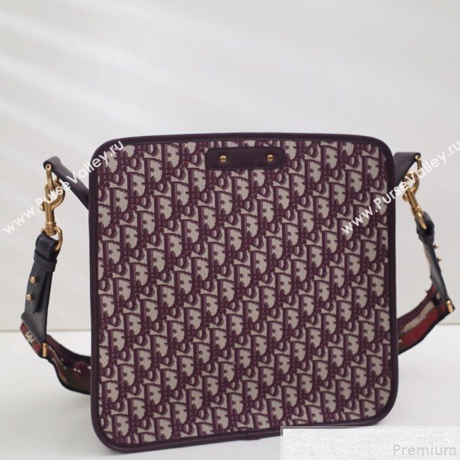 Dior CD Square Tote in Burgundy Oblique Jacquard Canvas 2019 (BFS-9051030)