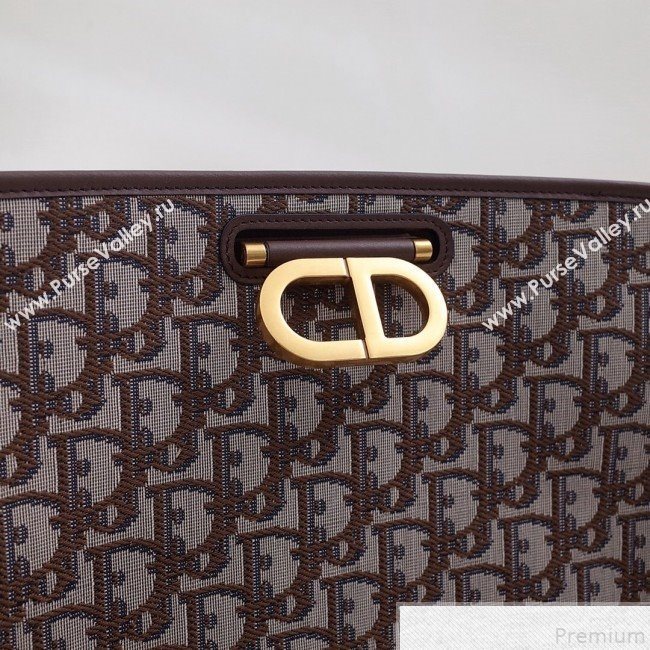 Dior CD Square Tote in Coffee Oblique Jacquard Canvas 2019 (BFS-9051031)