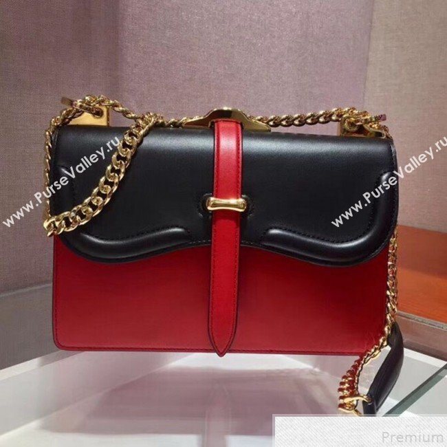 Prada Belle Leather Shoulder Bag 1BD188 Red/Black 2019 (PYZ-9051033)