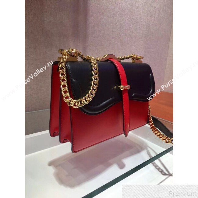 Prada Belle Leather Shoulder Bag 1BD188 Red/Black 2019 (PYZ-9051033)