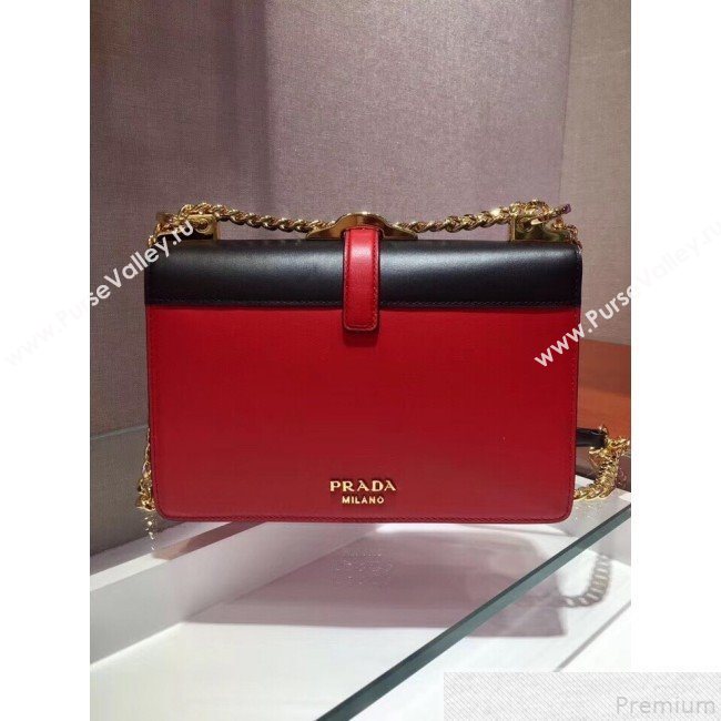 Prada Belle Leather Shoulder Bag 1BD188 Red/Black 2019 (PYZ-9051033)