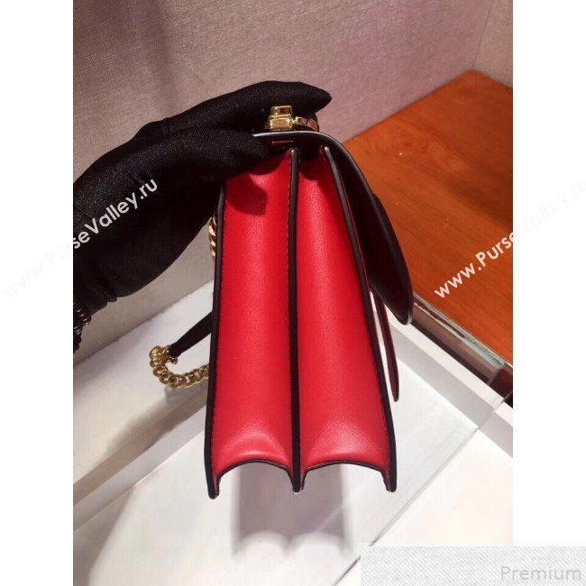 Prada Belle Leather Shoulder Bag 1BD188 Red/Black 2019 (PYZ-9051033)