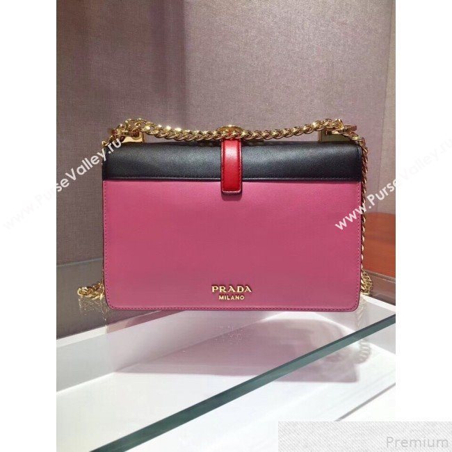 Prada Belle Leather Shoulder Bag 1BD188 Pink/Black 2019 (PYZ-9051034)