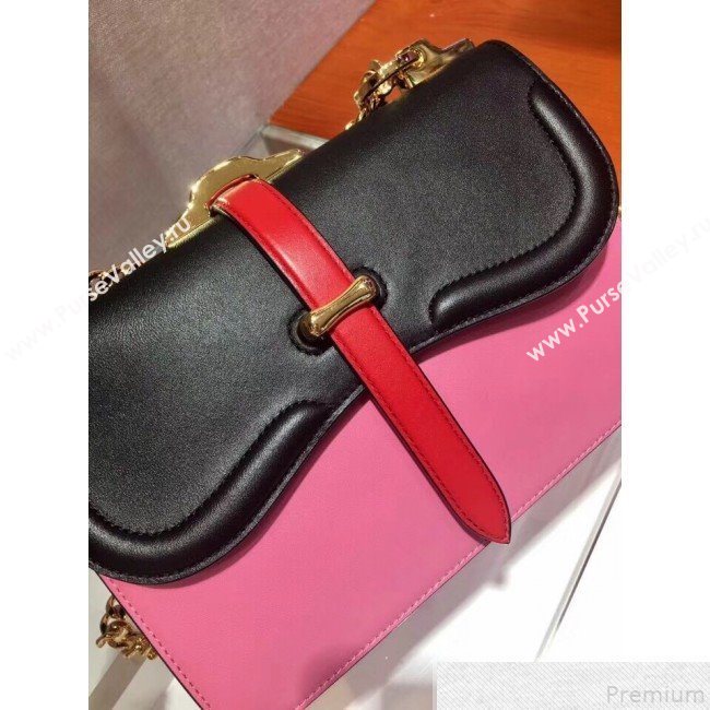 Prada Belle Leather Shoulder Bag 1BD188 Pink/Black 2019 (PYZ-9051034)