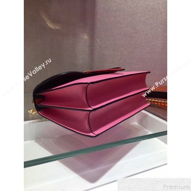 Prada Belle Leather Shoulder Bag 1BD188 Pink/Black 2019 (PYZ-9051034)