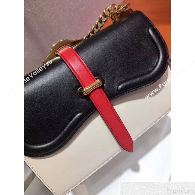 Prada Belle Leather Shoulder Bag 1BD188 White/Black 2019 (PYZ-9051035)
