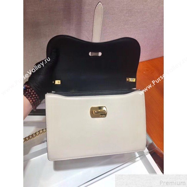 Prada Belle Leather Shoulder Bag 1BD188 White/Black 2019 (PYZ-9051035)