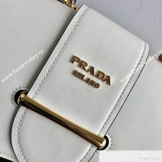 Prada Sidonie Leather Saddle Shoulder Bag 1BD184 White 2019 (PYZ-9051037)