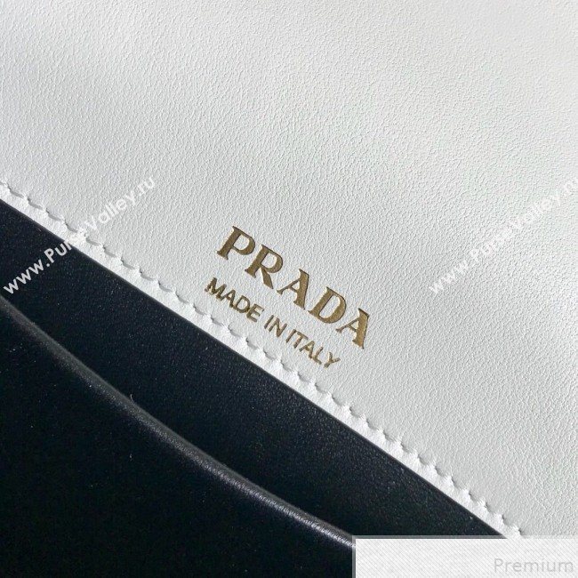 Prada Sidonie Leather Saddle Shoulder Bag 1BD184 White 2019 (PYZ-9051037)