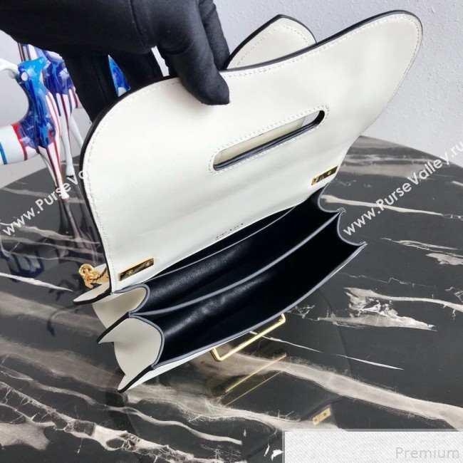 Prada Sidonie Leather Saddle Shoulder Bag 1BD184 White 2019 (PYZ-9051037)