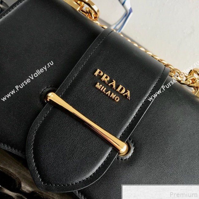 Prada Sidonie Leather Saddle Shoulder Bag 1BD184 Black 2019 (PYZ-9051036)