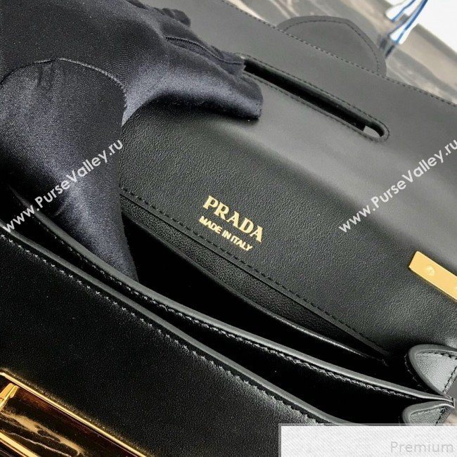 Prada Sidonie Leather Saddle Shoulder Bag 1BD184 Black 2019 (PYZ-9051036)