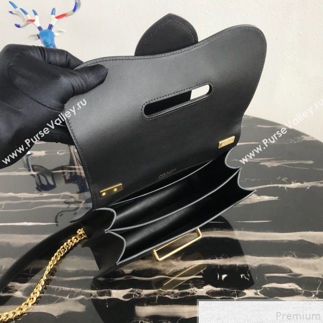 Prada Sidonie Leather Saddle Shoulder Bag 1BD184 Black 2019 (PYZ-9051036)