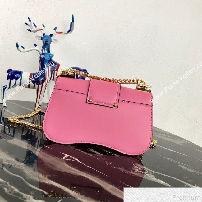 Prada Sidonie Leather Saddle Shoulder Bag 1BD184 Pink 2019 (PYZ-9051041)