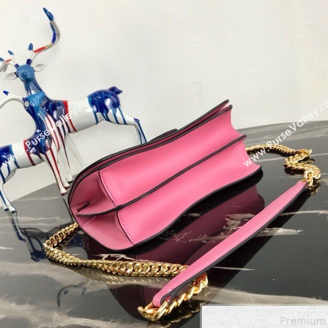 Prada Sidonie Leather Saddle Shoulder Bag 1BD184 Pink 2019 (PYZ-9051041)