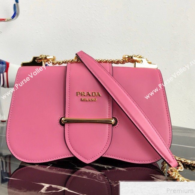 Prada Sidonie Leather Saddle Shoulder Bag 1BD184 Pink 2019 (PYZ-9051041)