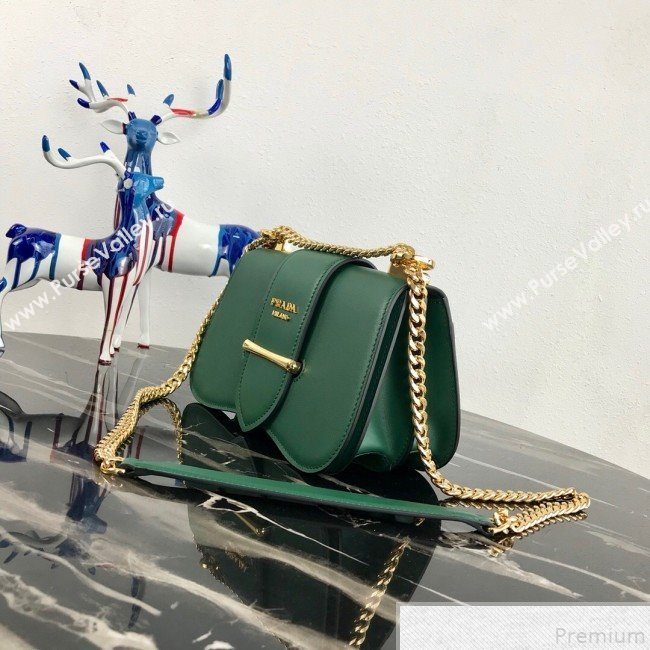 Prada Sidonie Leather Saddle Shoulder Bag 1BD184 Green 2019 (PYZ-9051040)