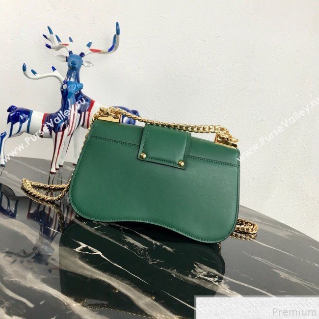 Prada Sidonie Leather Saddle Shoulder Bag 1BD184 Green 2019 (PYZ-9051040)