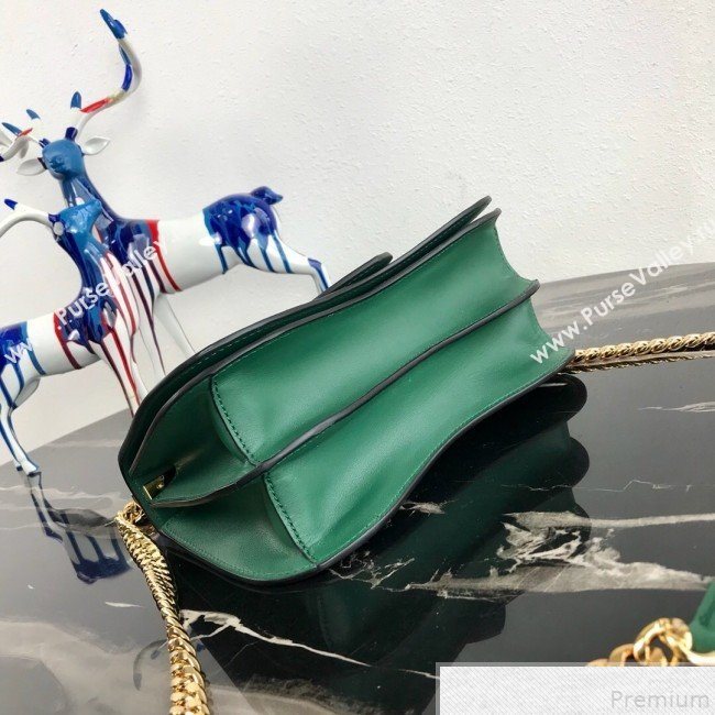 Prada Sidonie Leather Saddle Shoulder Bag 1BD184 Green 2019 (PYZ-9051040)