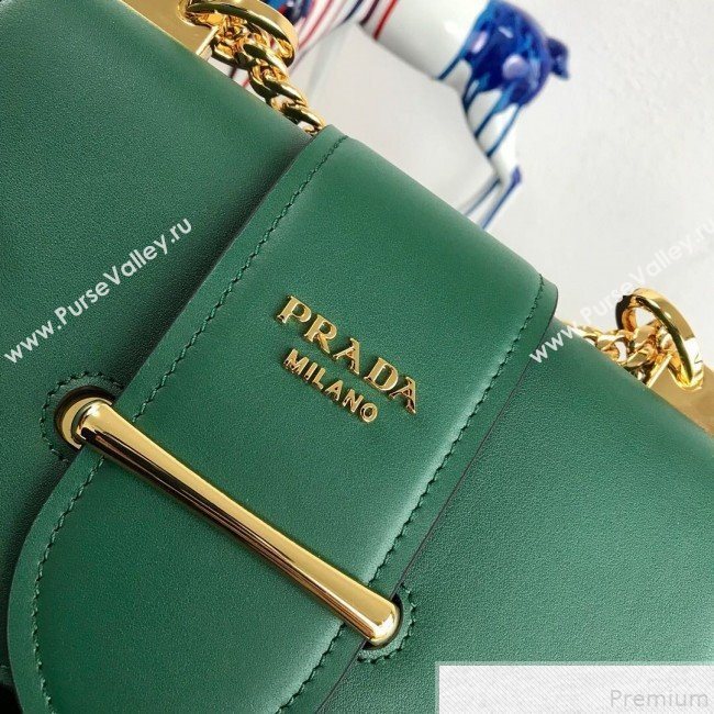 Prada Sidonie Leather Saddle Shoulder Bag 1BD184 Green 2019 (PYZ-9051040)