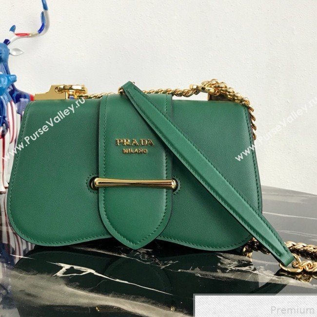 Prada Sidonie Leather Saddle Shoulder Bag 1BD184 Green 2019 (PYZ-9051040)