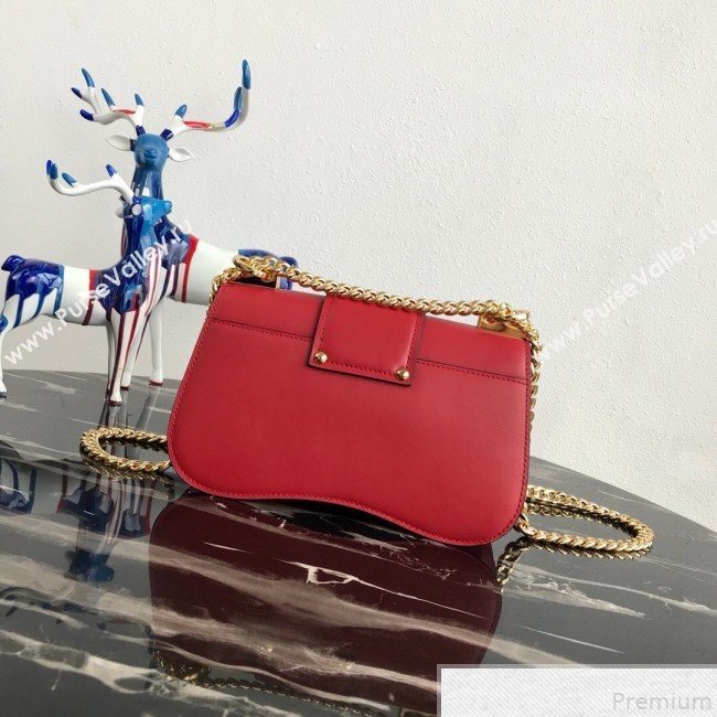 Prada Sidonie Leather Saddle Shoulder Bag 1BD184 Red 2019 (PYZ-9051038)