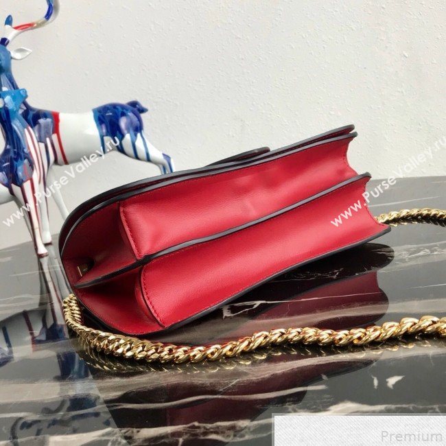 Prada Sidonie Leather Saddle Shoulder Bag 1BD184 Red 2019 (PYZ-9051038)