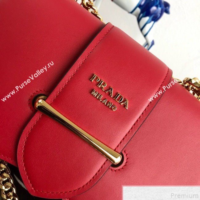 Prada Sidonie Leather Saddle Shoulder Bag 1BD184 Red 2019 (PYZ-9051038)