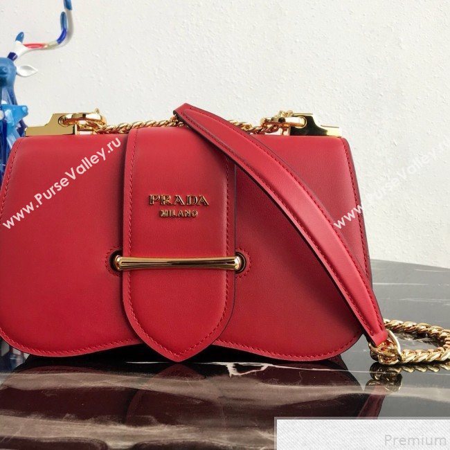 Prada Sidonie Leather Saddle Shoulder Bag 1BD184 Red 2019 (PYZ-9051038)