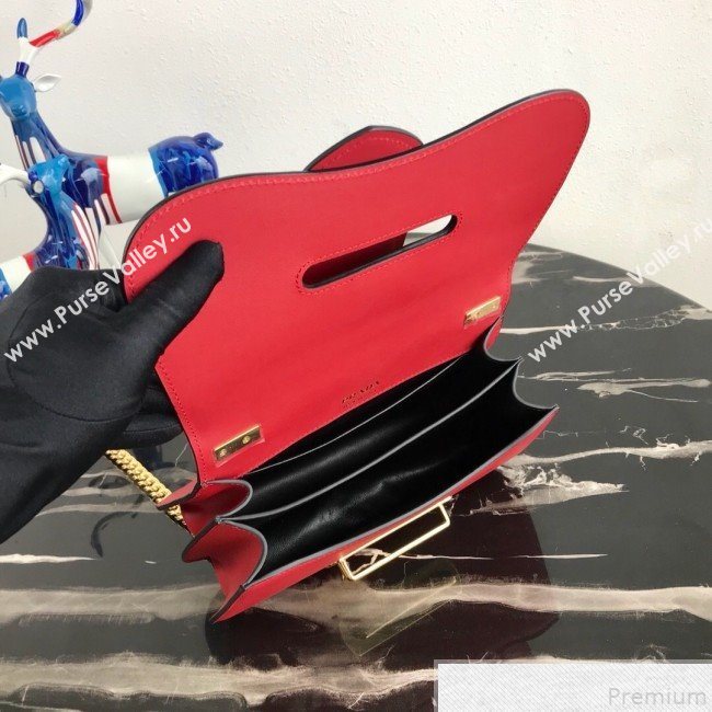 Prada Sidonie Leather Saddle Shoulder Bag 1BD184 Red 2019 (PYZ-9051038)