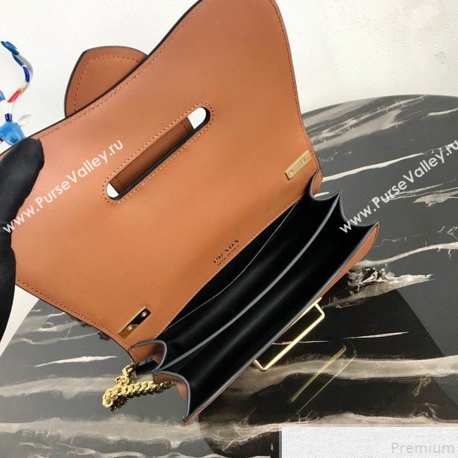 Prada Sidonie Leather Saddle Shoulder Bag 1BD184 Brown 2019 (PYZ-9051039)