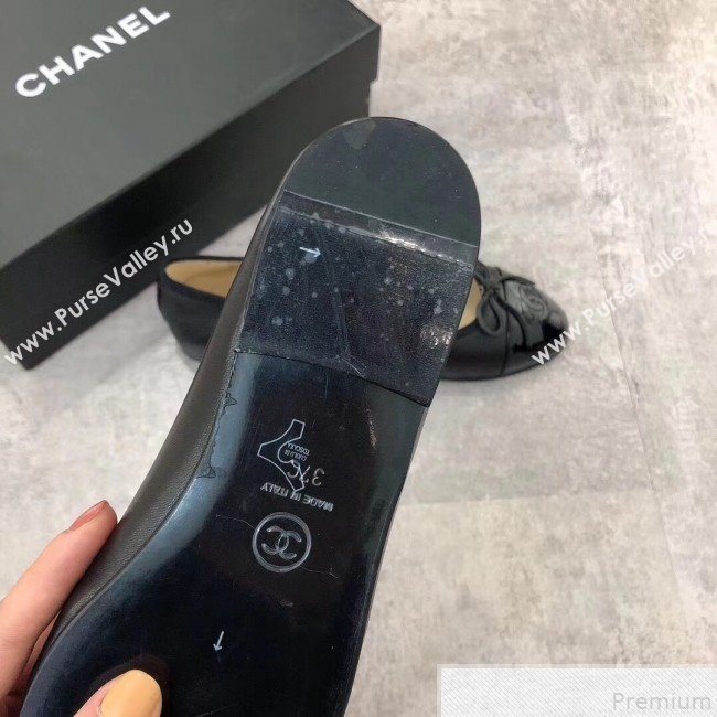 Chanel Black Lambskin Leather Ballerinas With Patent Leather Toe 2019 (DLY-9050179)