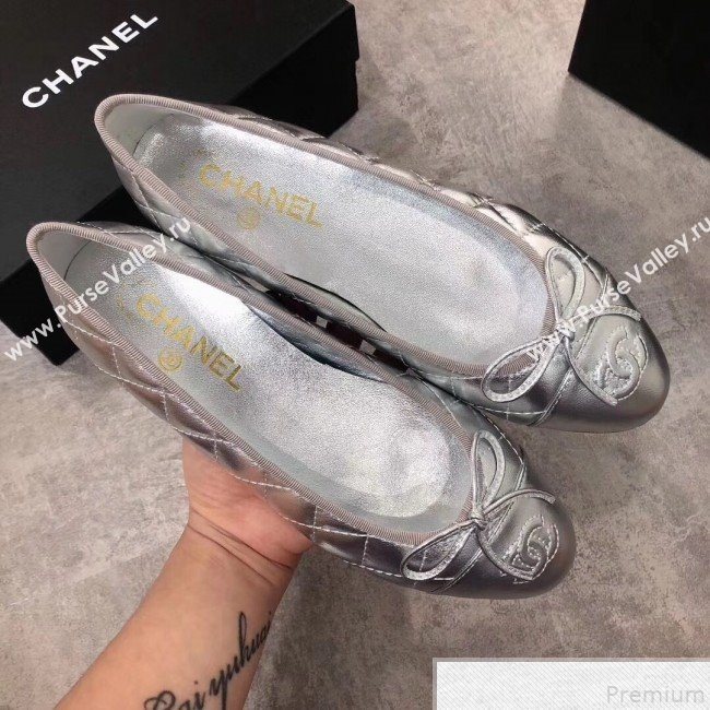 Chanel Quilting Lambskin Leather Ballerinas Silver 2019 (DLY-9050182)