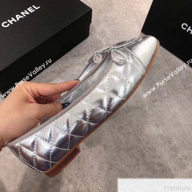 Chanel Quilting Lambskin Leather Ballerinas Silver 2019 (DLY-9050182)