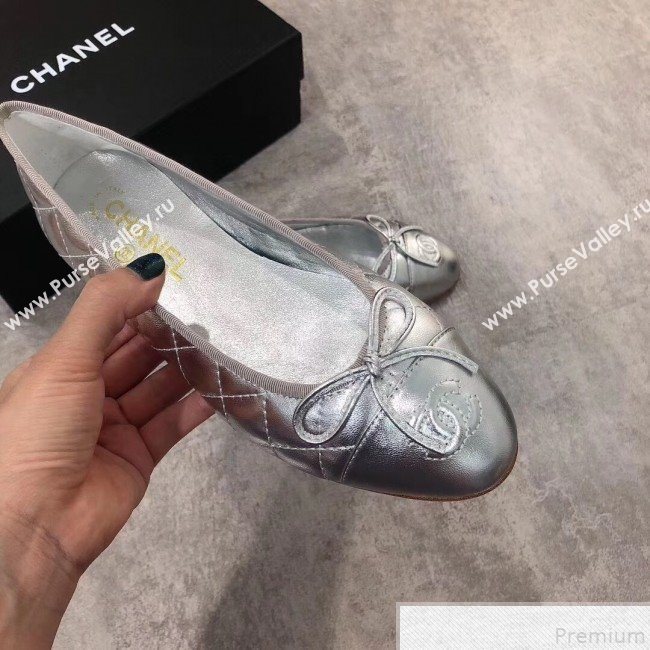 Chanel Quilting Lambskin Leather Ballerinas Silver 2019 (DLY-9050182)