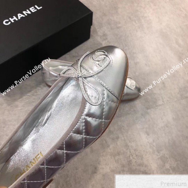 Chanel Quilting Lambskin Leather Ballerinas Silver 2019 (DLY-9050182)
