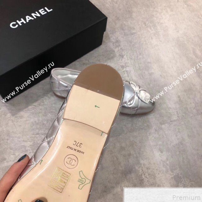 Chanel Quilting Lambskin Leather Ballerinas Silver 2019 (DLY-9050182)