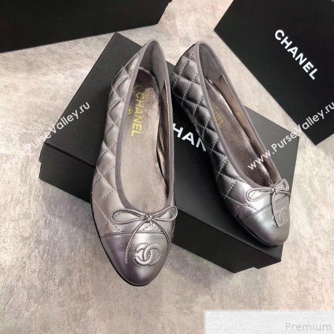 Chanel Quilting Lambskin Leather Ballerinas Black-Silver 2019 (DLY-9050183)