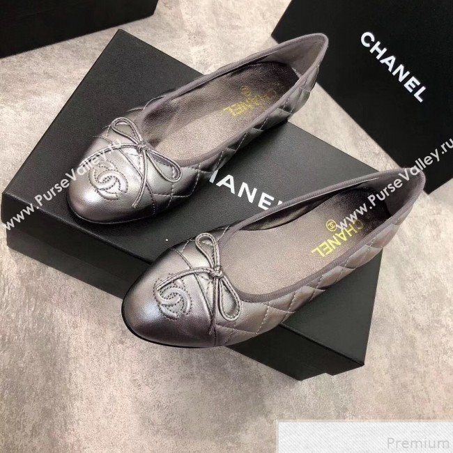 Chanel Quilting Lambskin Leather Ballerinas Black-Silver 2019 (DLY-9050183)