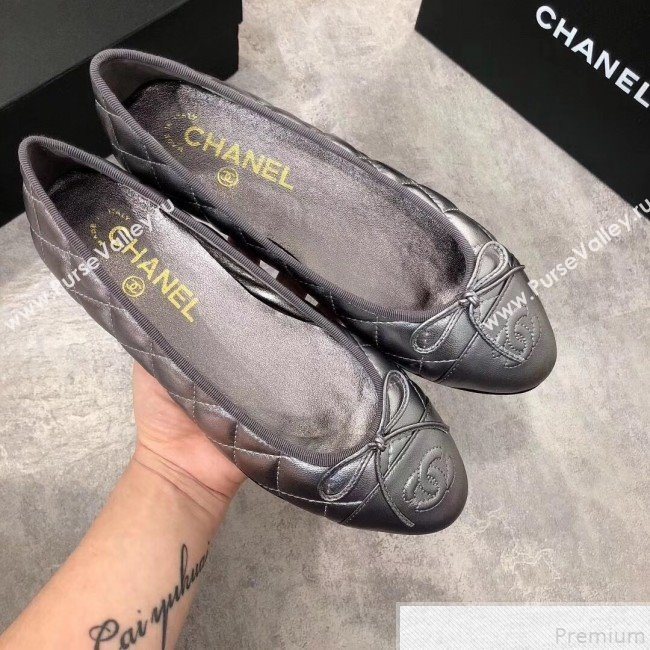 Chanel Quilting Lambskin Leather Ballerinas Black-Silver 2019 (DLY-9050183)