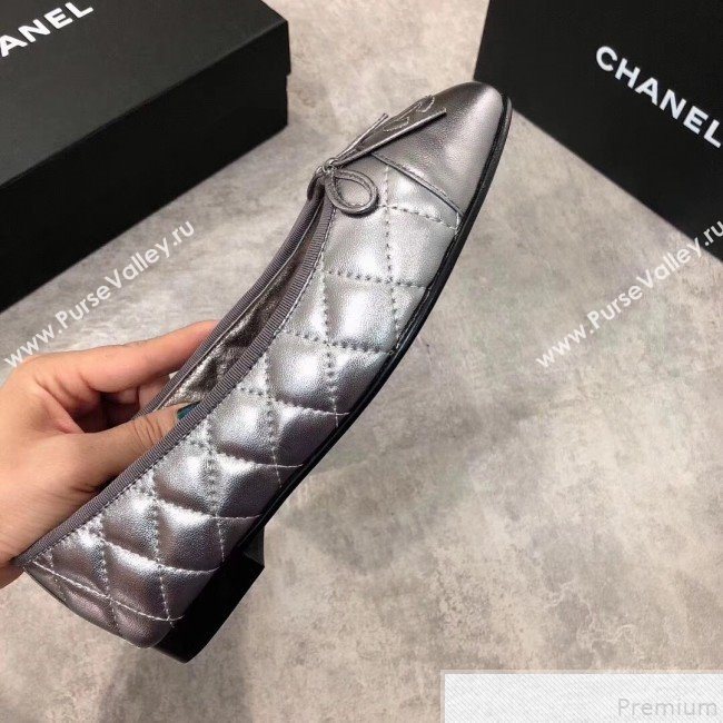 Chanel Quilting Lambskin Leather Ballerinas Black-Silver 2019 (DLY-9050183)