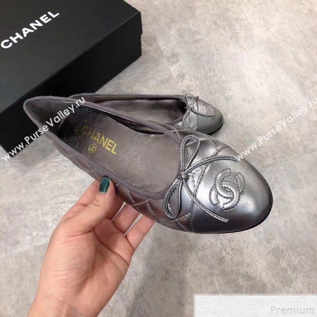 Chanel Quilting Lambskin Leather Ballerinas Black-Silver 2019 (DLY-9050183)