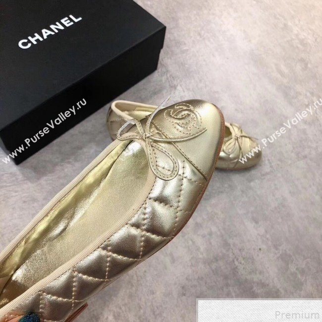 Chanel Quilting Lambskin Leather Ballerinas Gold 2019 (DLY-9050184)