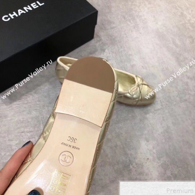 Chanel Quilting Lambskin Leather Ballerinas Gold 2019 (DLY-9050184)