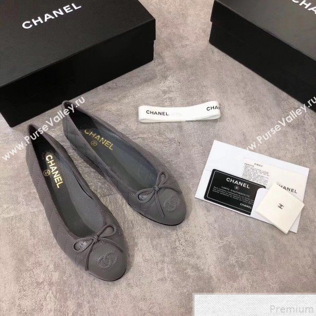 Chanel Quilting Lambskin Leather Ballerinas Grey 2019 (DLY-9050185)
