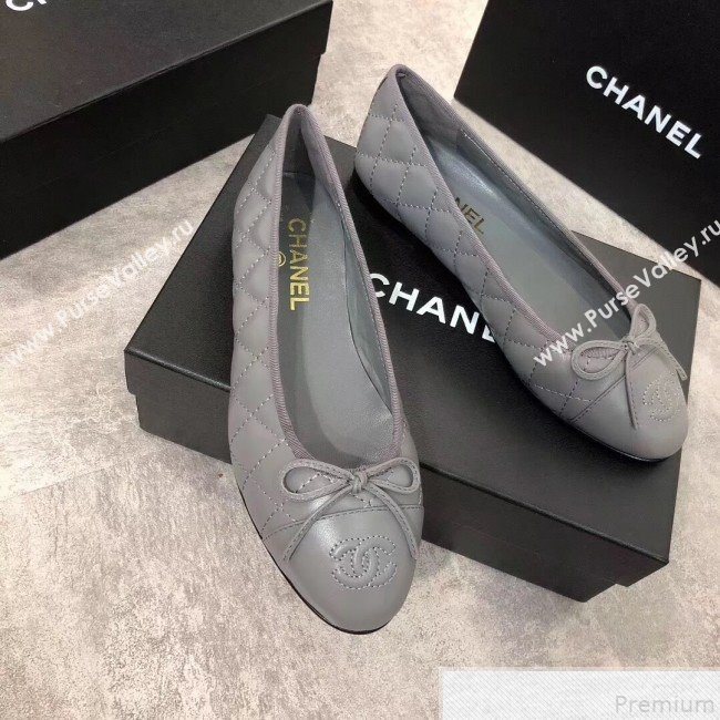 Chanel Quilting Lambskin Leather Ballerinas Grey 2019 (DLY-9050185)